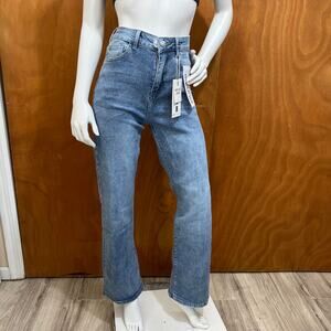 Katchme Women's High Waist Wide Leg Stretch Jeans Blue Size XS (W24 L31)